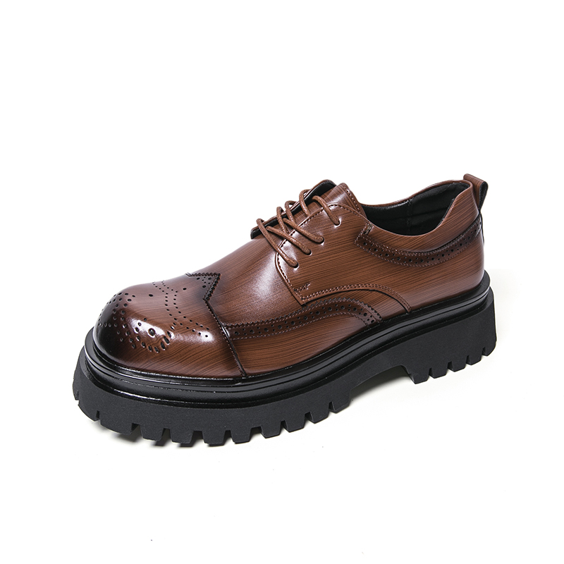 Oxford Brogue Leather - 5CM Soft Chunky Sole Men's Derby