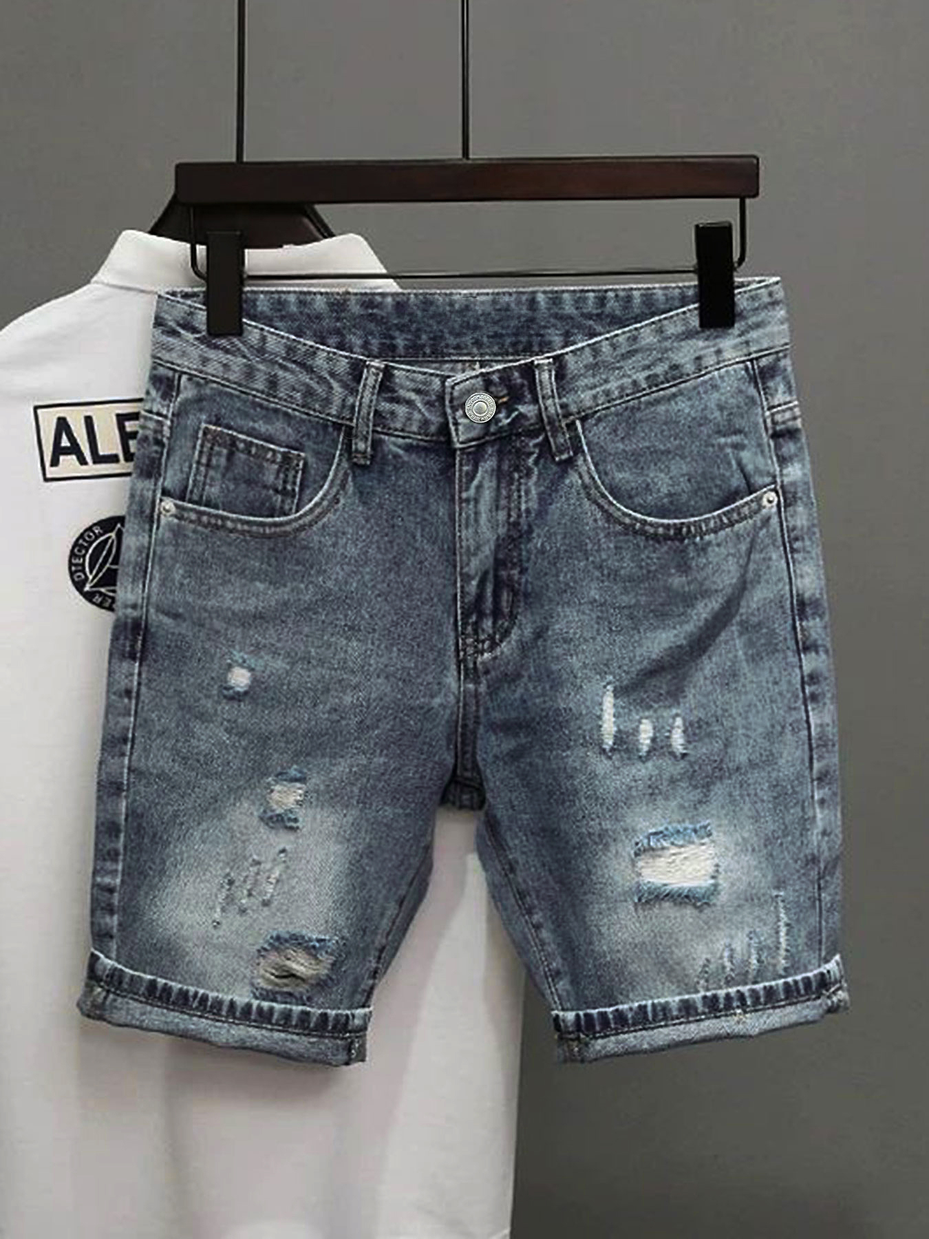 Men'S Shoes For Jeans - Light Blue Denim Shorts Men's Summer