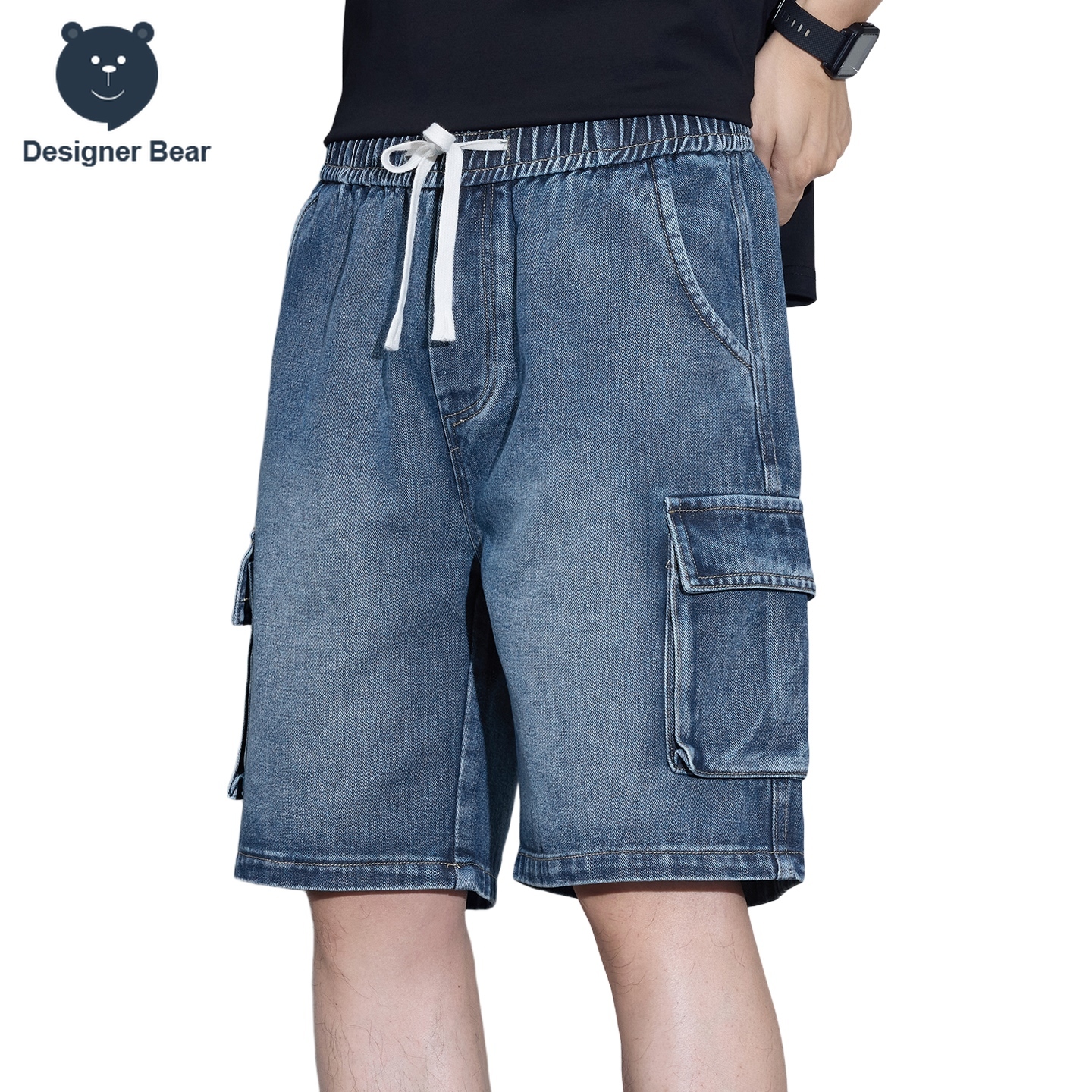 Men'S Shoes For Jeans - Men's Multi-Pocket Cargo Denim Shorts Summer