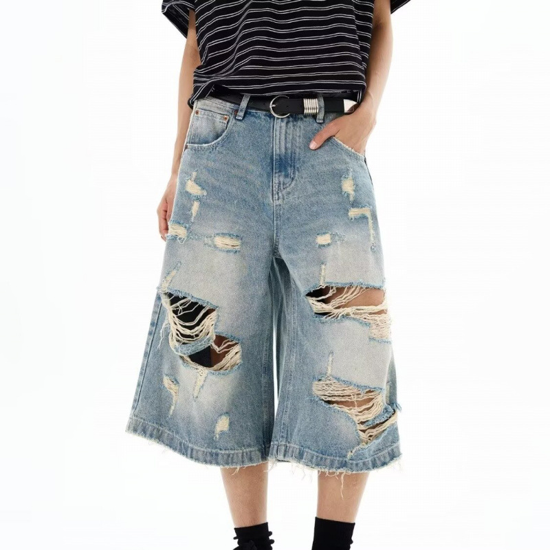 Men'S Shoes For Jeans - New Men Vintage Ripped Baggy Short