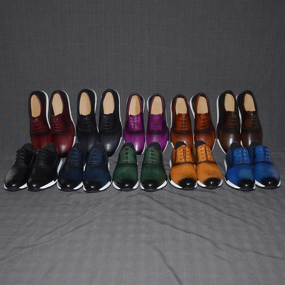10 Colors Handmade Genuine Lea - Oxford Brogue Leather avaliação e preço