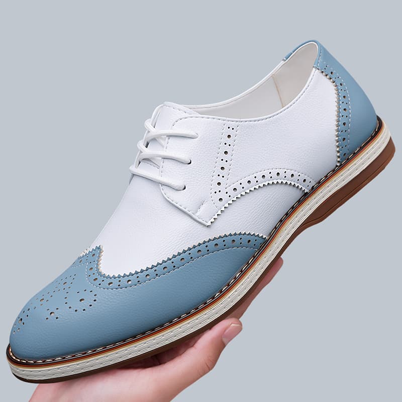 Mens White Blue Two Tone Brogu - Oxford Brogue Leather avaliação e preço