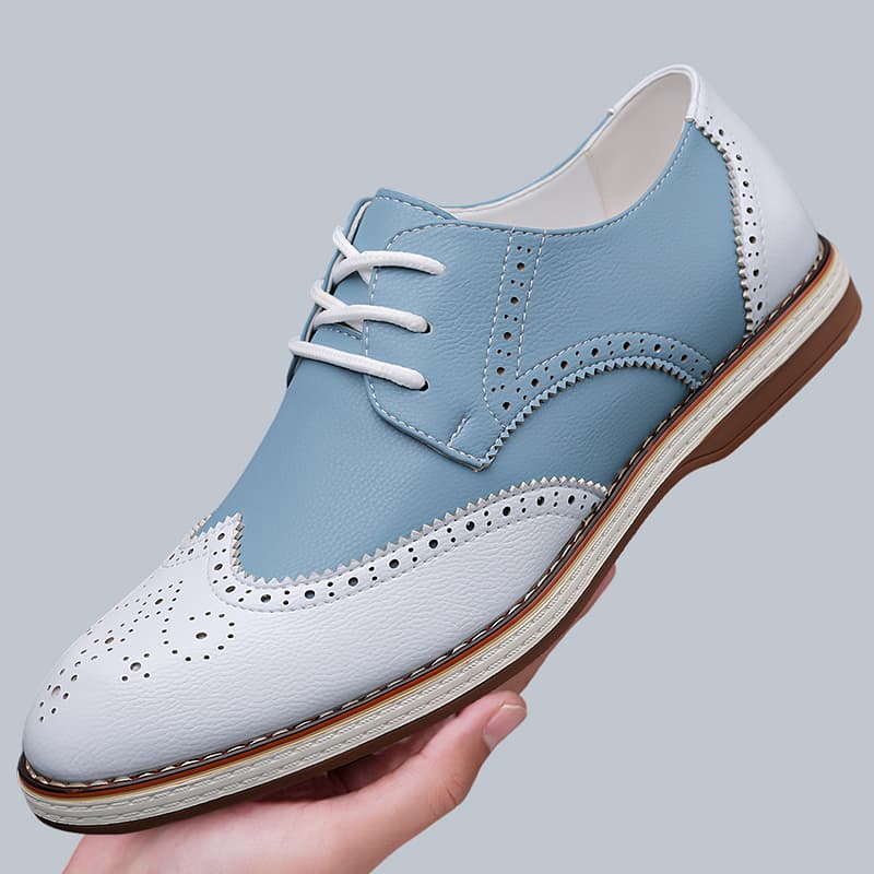 Mens White Blue Two Tone Brogu - Oxford Brogue Leather avaliação e preço