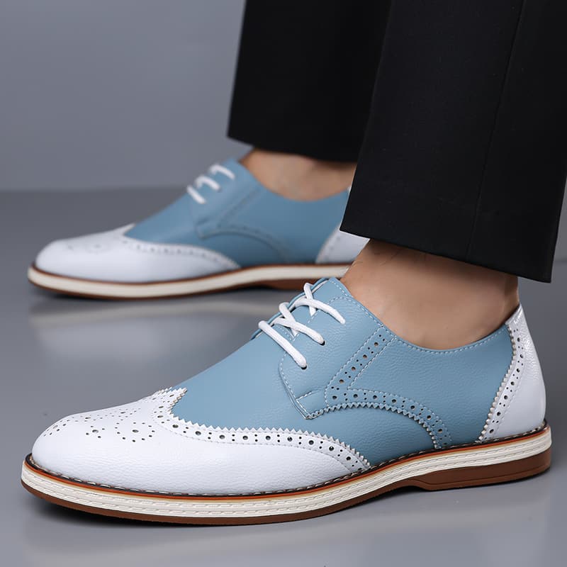 Mens White Blue Two Tone Brogu - Oxford Brogue Leather avaliação e preço