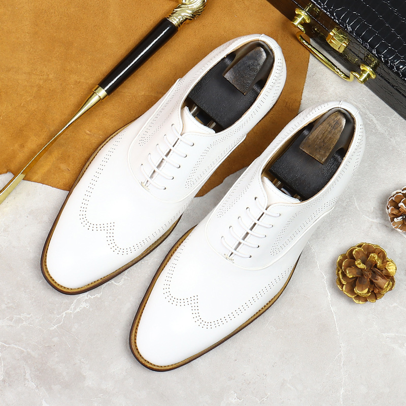 White Concise Wear-Resistant G - Oxford Brogue Leather avaliação e preço