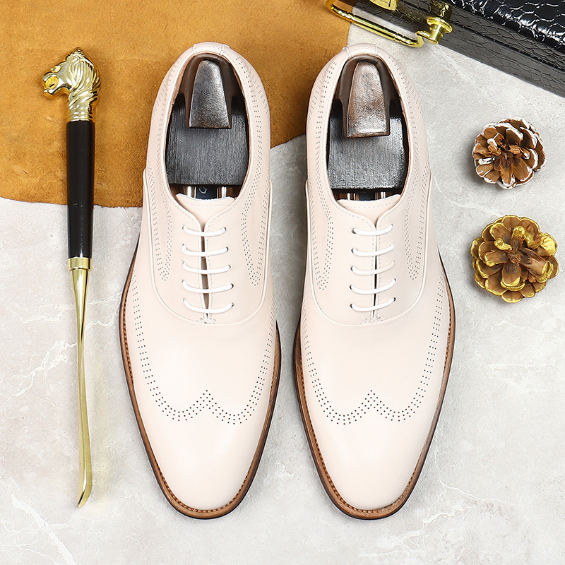 White Concise Wear-Resistant G - Oxford Brogue Leather avaliação e preço