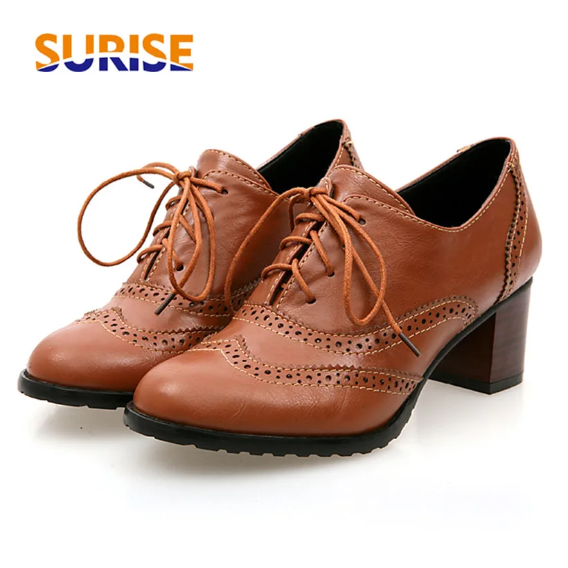 British Women Oxfords High Blo - Oxford Brogue Leather avaliação e preço