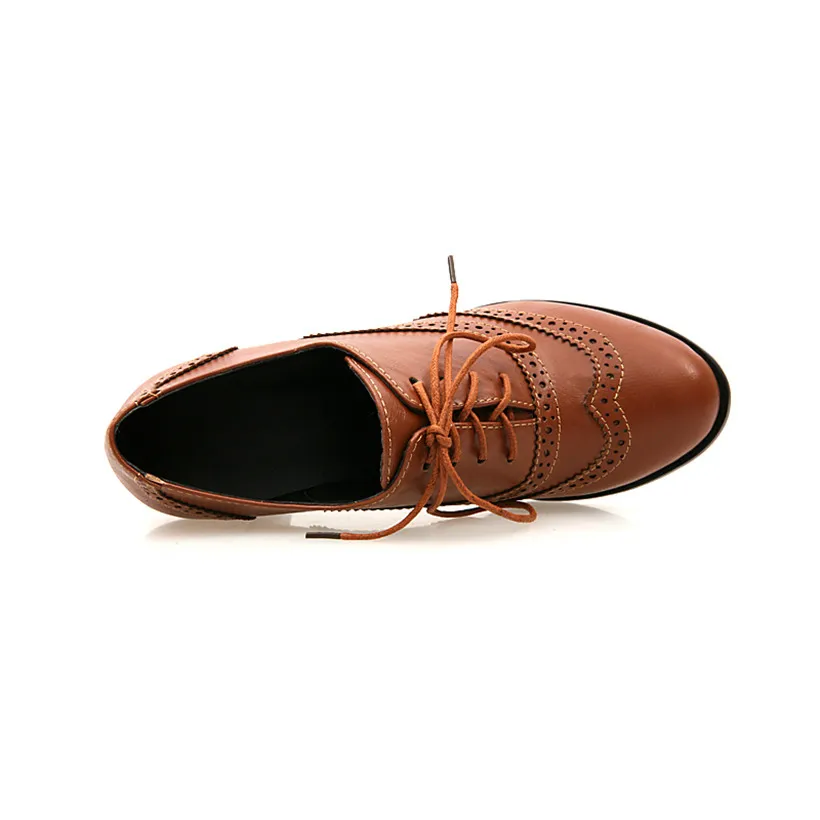 British Women Oxfords High Blo - Oxford Brogue Leather avaliação e preço