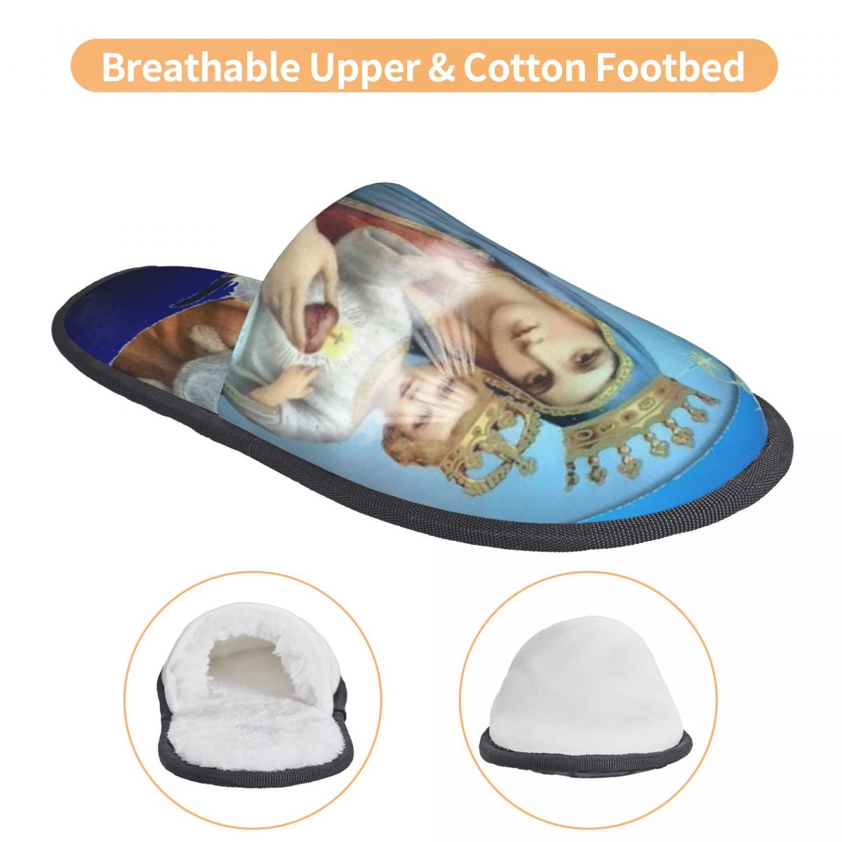 Virgin Mary Comfy Scuff With M - Men'S Shoes With Memory Foam avaliação e preço