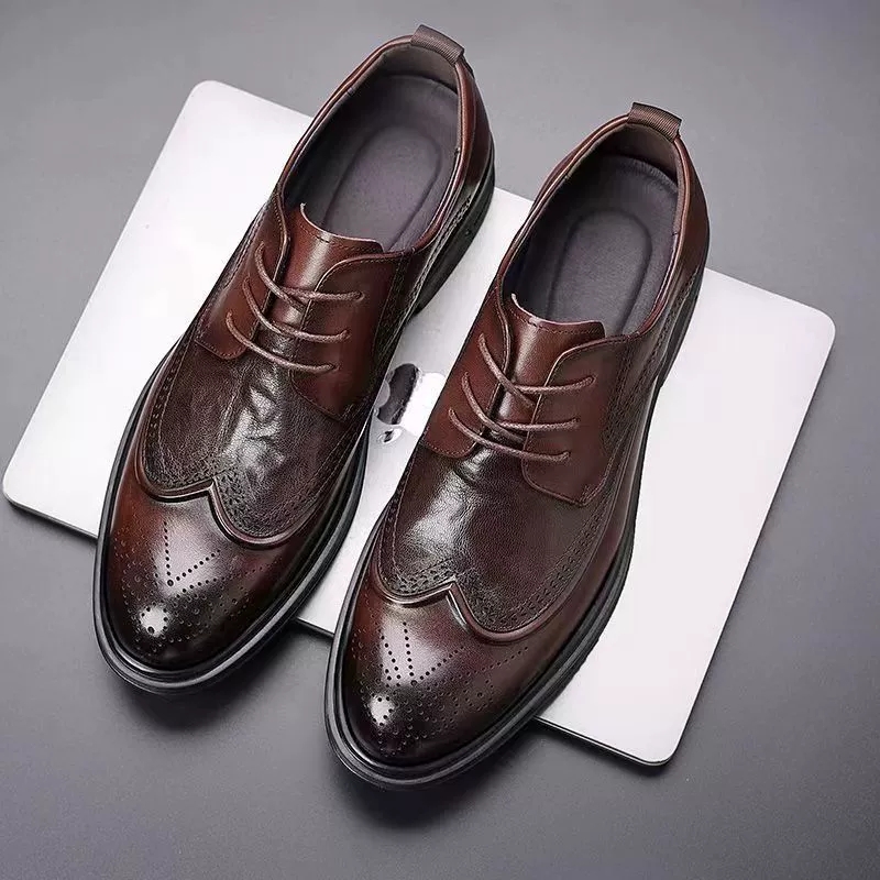 Mens Oxford Shoes Genuine Cow  - Oxford Brogue Leather avaliação e preço