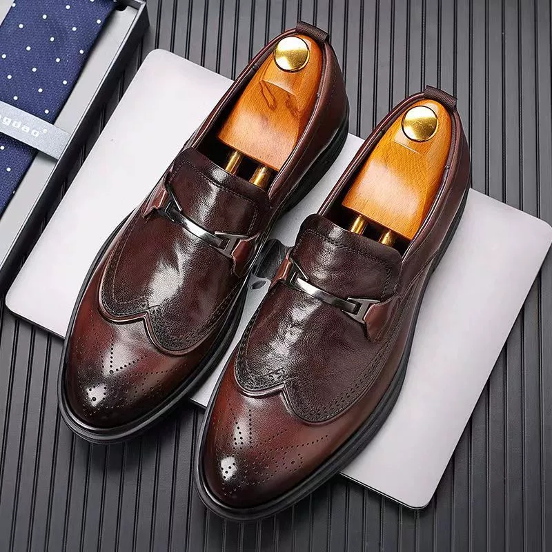 Mens Oxford Shoes Genuine Cow  - Oxford Brogue Leather avaliação e preço