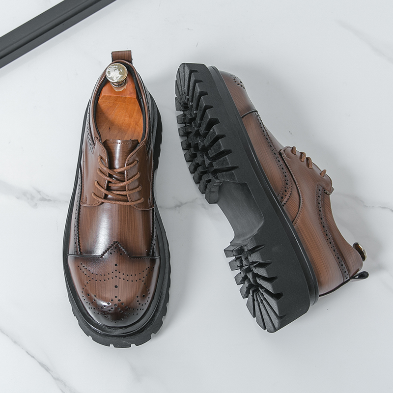 5CM Soft Chunky Sole Men's Der - Oxford Brogue Leather avaliação e preço