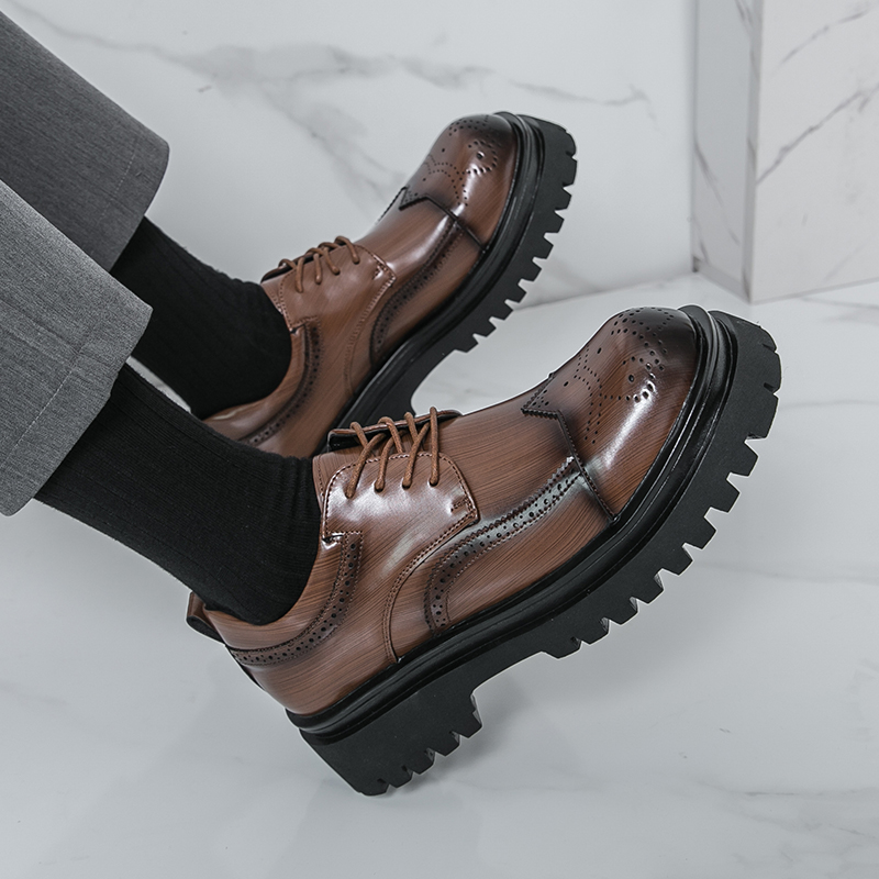 5CM Soft Chunky Sole Men's Der - Oxford Brogue Leather avaliação e preço
