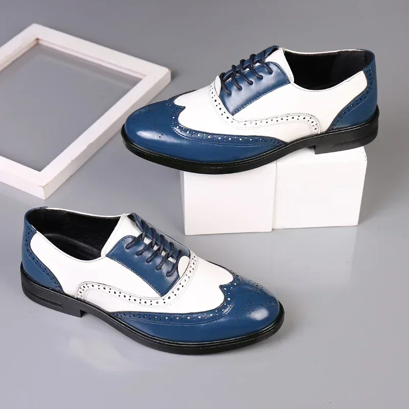 Mixed Colors Mens Dress Shoes  - Oxford Brogue Leather avaliação e preço