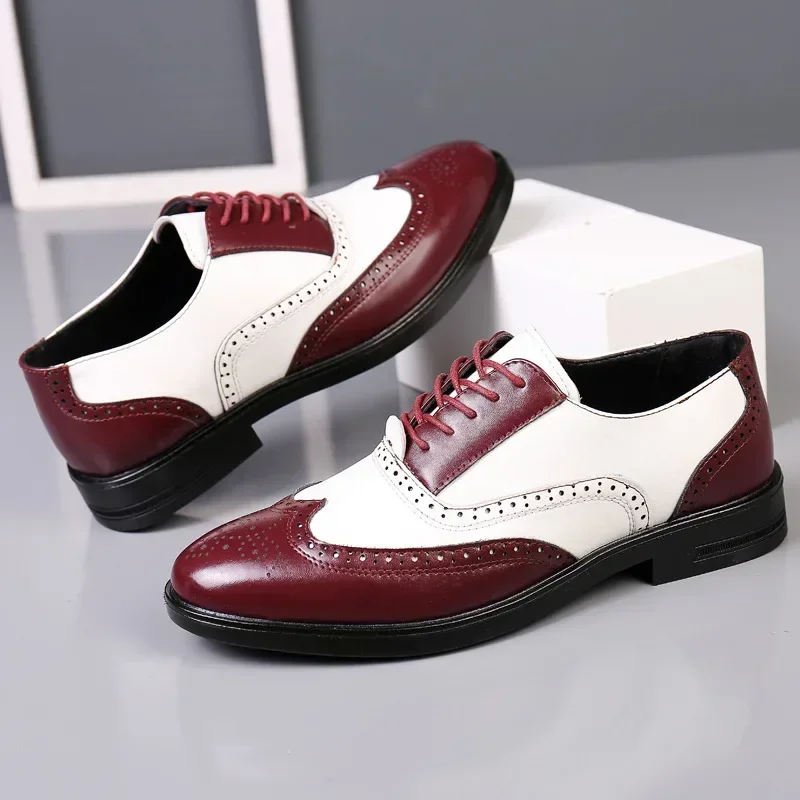 Mixed Colors Mens Dress Shoes  - Oxford Brogue Leather avaliação e preço