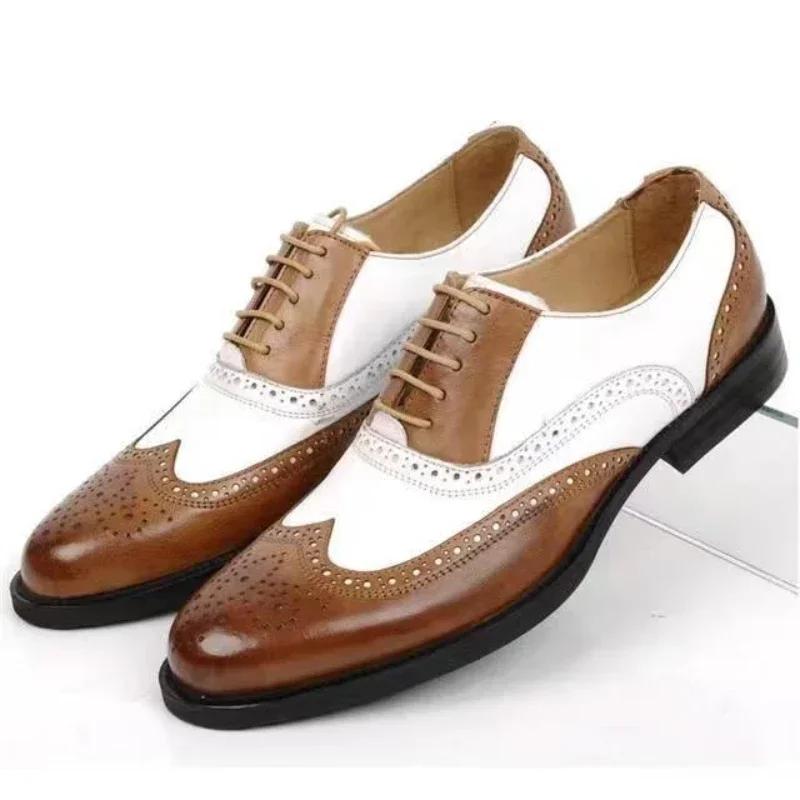 Mixed Colors Mens Dress Shoes  - Oxford Brogue Leather avaliação e preço