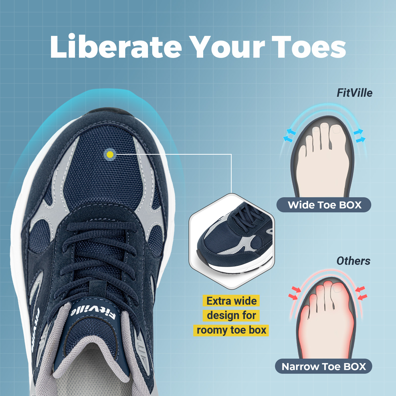 FitVille Newest Walking Shoes  - Men'S Shoes For Wide Feet avaliação e preço