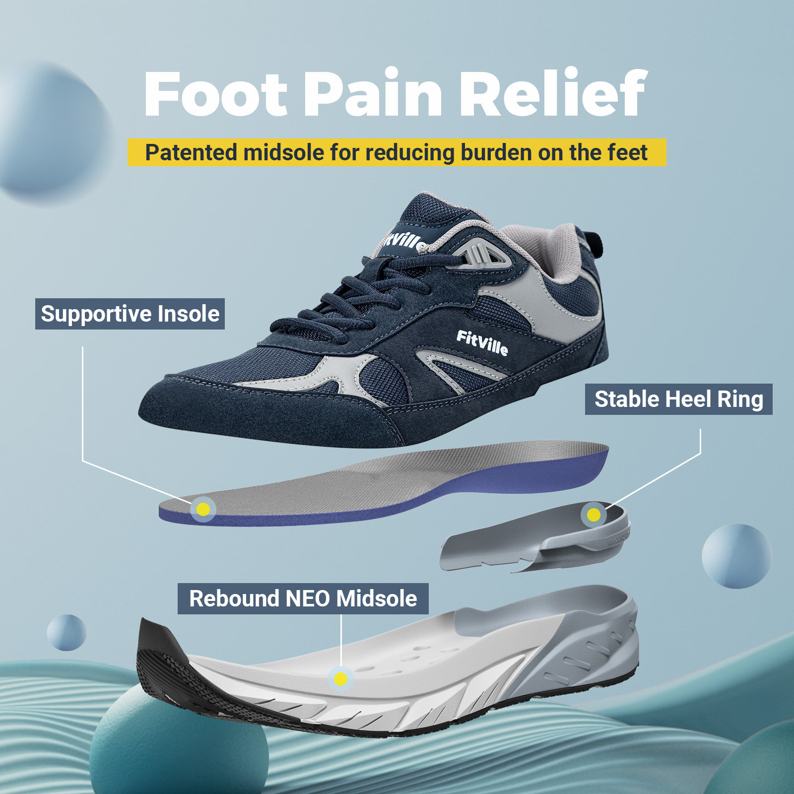 FitVille Newest Walking Shoes  - Men'S Shoes For Wide Feet avaliação e preço